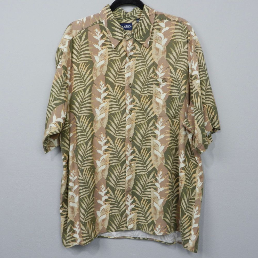 Vintage Puritan Hawaiian Shirt Sz XL Tropical Palm Leaf Beach Summer Retro FLAWS
